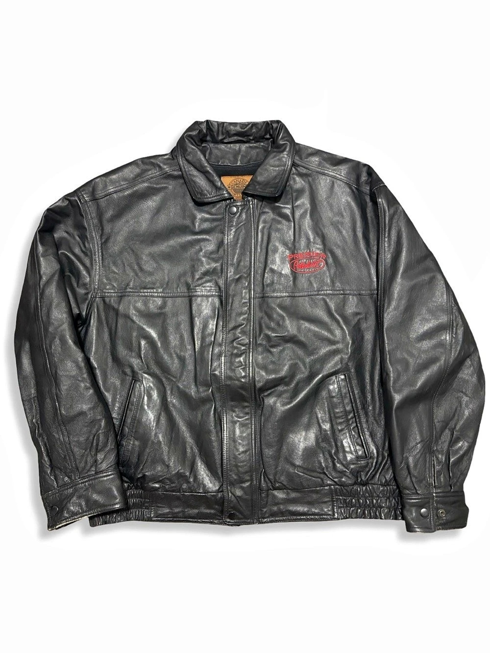 Vintage 90s Canada Sportswear Premier Peterbilt Leather Bomber Jacket